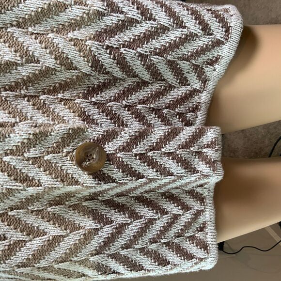 JM Collection Gray Brown Chevron Button Open Front Cardigan Sz 2X Work Academia - Picture 3 of 12